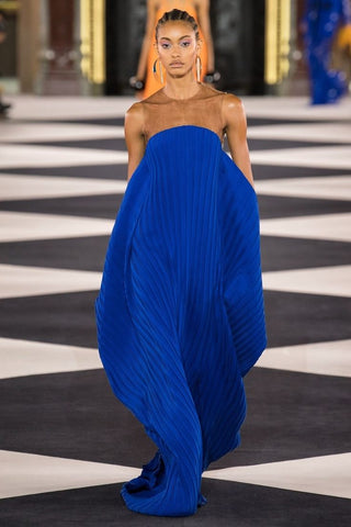 Balmain spring 2020 collection classic blue flowy dress
