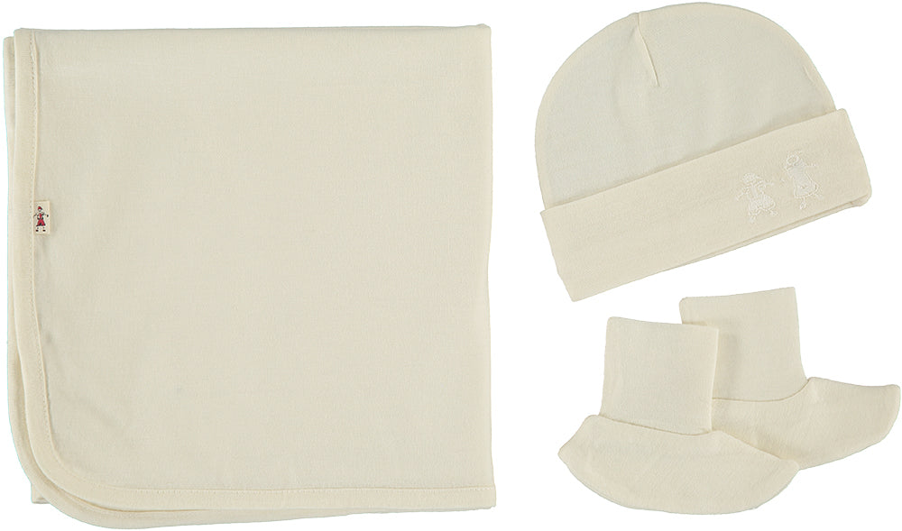 Merino Kids Cocooi - Blanket Bootie & Hat Set - Cream - 0 - 3 mths