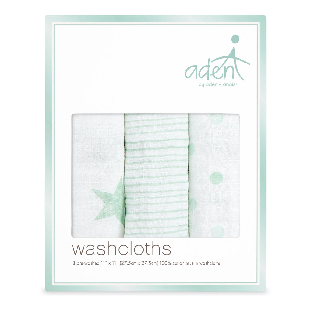 Aden Washcloth - Dream Stars Green 3 pack by Aden+Anais