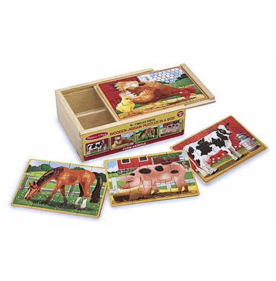 Melissa & Doug Wooden Farm Animals Jigsaw Puzzles in a Box