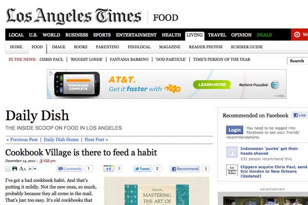 LA Times Food Blog 'Daily Dish' Gives the Inside Scoop on Cookbook Village