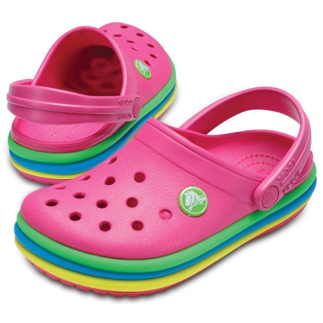 crocs rainbow band clog