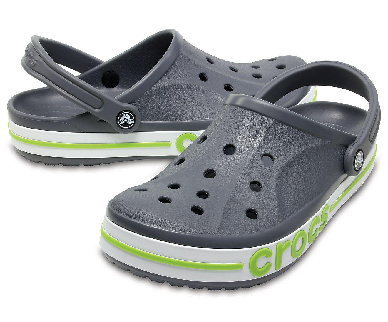 crocs grey and green