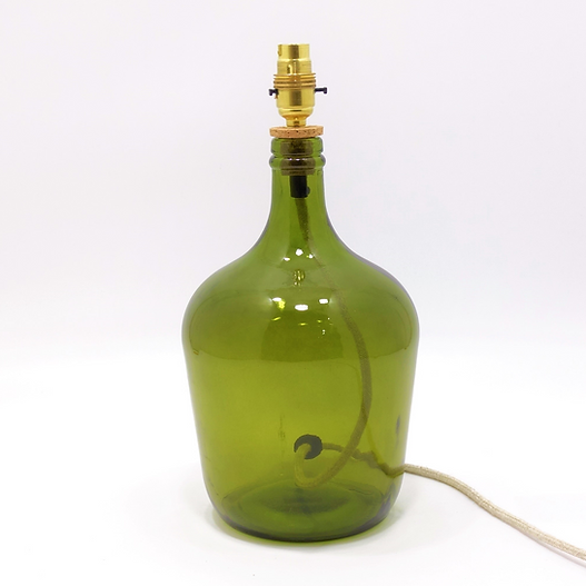 green glass bottle lamp