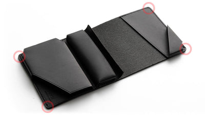 Durable corners and edges of the small thin wallet Hitoe Fold