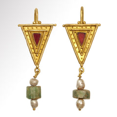 private collection garnet triangle roman earrings