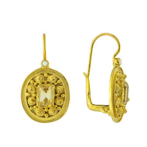 Georgian Citrine & Pearl Earrings