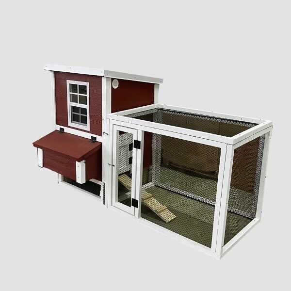 Picture of a small combo chicken coop with attached chicken run
