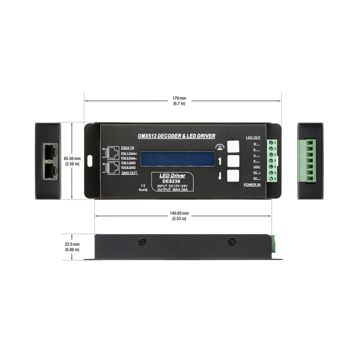 Details about   DMX512 Decoder 3/4/6/8 CH Channel RGBW Controller LED Stage Lighting CMOS Output 