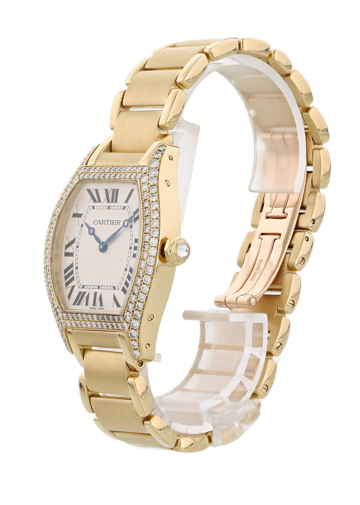 cartier tortue rose gold diamond watch
