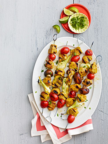 spicy curry-lime pork kebabs recipe... 6 Easy, Innovative, & Healthy Recipes for Summer from Bathroom Bliss by Rotator Rod