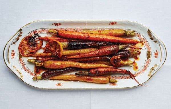 Harissa and Maple Roasted Carrots recipe with cumin and lemon... 6 Easy, Spa-Inspired Recipes for a Relaxing Thanksgiving Feast from The Bathroom Bliss Blog by Rotator Rod