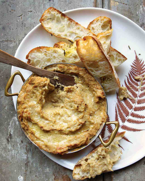 Warm Fennel and Parmesan Dip recipe with roasted garlic... 6 Easy, Spa-Inspired Recipes for a Relaxing Thanksgiving Feast from The Bathroom Bliss Blog by Rotator Rod 