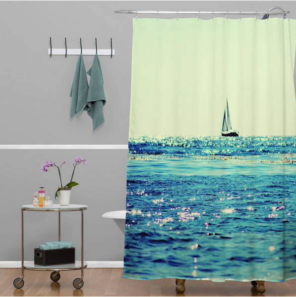 peaceful sailboat on an ocean shower curtain... 6 Perfect Beach Shower Curtains for Summer from Bathroom Bliss by Rotator Rod