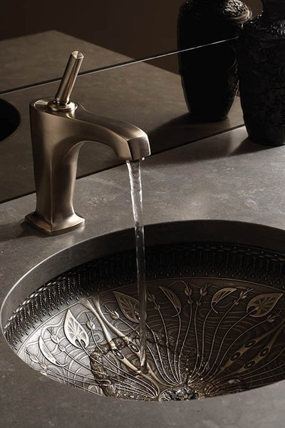 Far Eastern-inspired metal sink with beautiful patterns... Bathroom Design Ideas: Beautiful Sink Inspiration from Bathroom Bliss by Rotator Rod