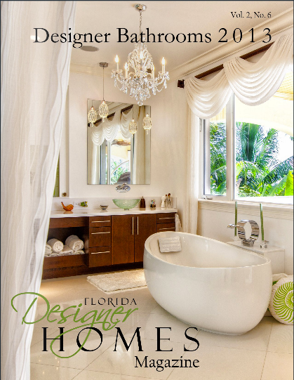 beautiful white bathroom with modern freestanding bathtub, chandelier, & tropical view... Bathroom Design Trends: Miami Style from Bathroom Bliss by Rotator Rod