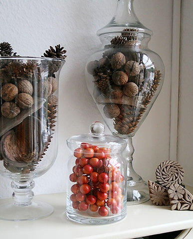 cranberries, pine cones in glass jars... Beautiful Bathroom Inspiration: Fall Decorating Ideas from Bathroom Bliss by Rotator Rod