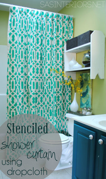DIY green and white pattern shower curtain perfect for summer... Inspiration in Rotation: Summer-Inspired Bathrooms from Bathroom Bliss by Rotator Rod