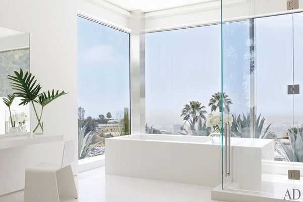 contemporary white bathroom with a desert view... Modern Bathroom Inspiration from Bathroom Bliss by Rotator Rod 