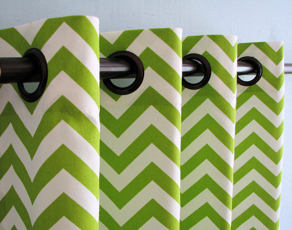 neon green and white classic chevron shower curtain... Shower Curtain Trends: Neon Colors Brighten Small Bathroom Space from Bathroom Bliss by Rotator Rod