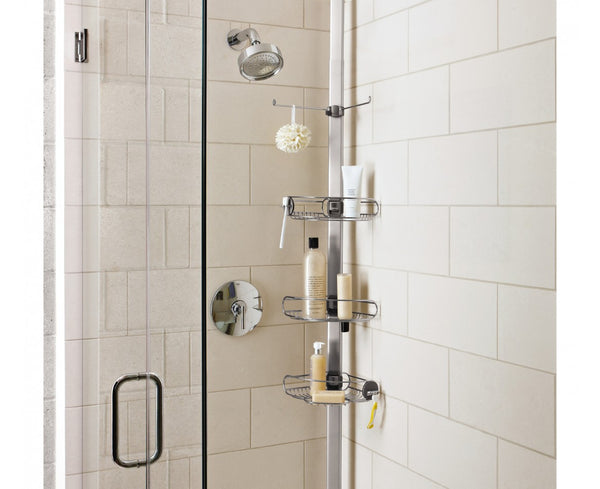 tall shower organizer that makes the bathroom look tall and elegant... Small Bathroom Chic: Space Saving Solutions from Bathroom Bliss by Rotator Rod