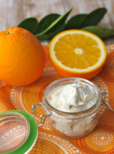 easy Orange Coconut Whipped Body Butter recipe... Turn Your Bathroom into a Spa with DIY Fall Beauty Treatments from Bathroom Bliss by Rotator Rod