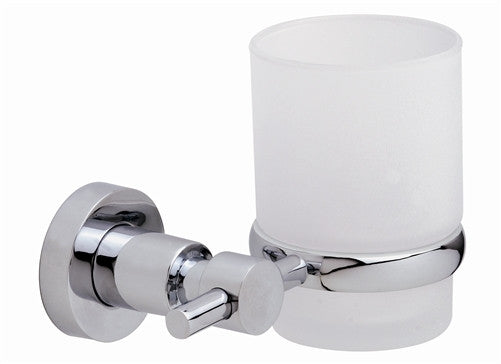 wall mounted chrome and glass tumbler with no drilling required... 6 Best Accessories for Small Bathrooms from Bathroom Bliss by Rotator Rod