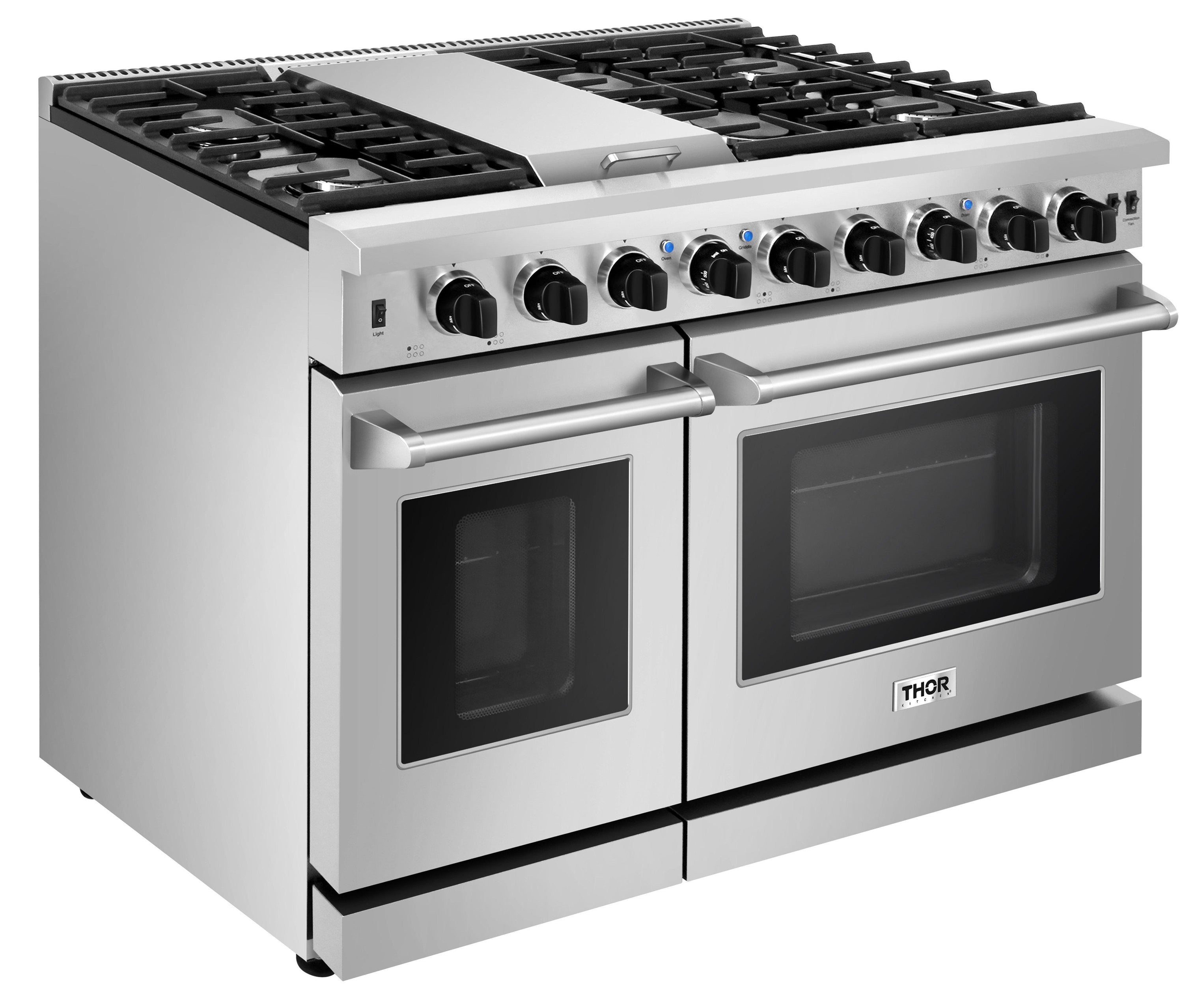 Thor Kitchen 48 in. 6.8 cu. ft. Double Oven Propane Gas Range in Stain