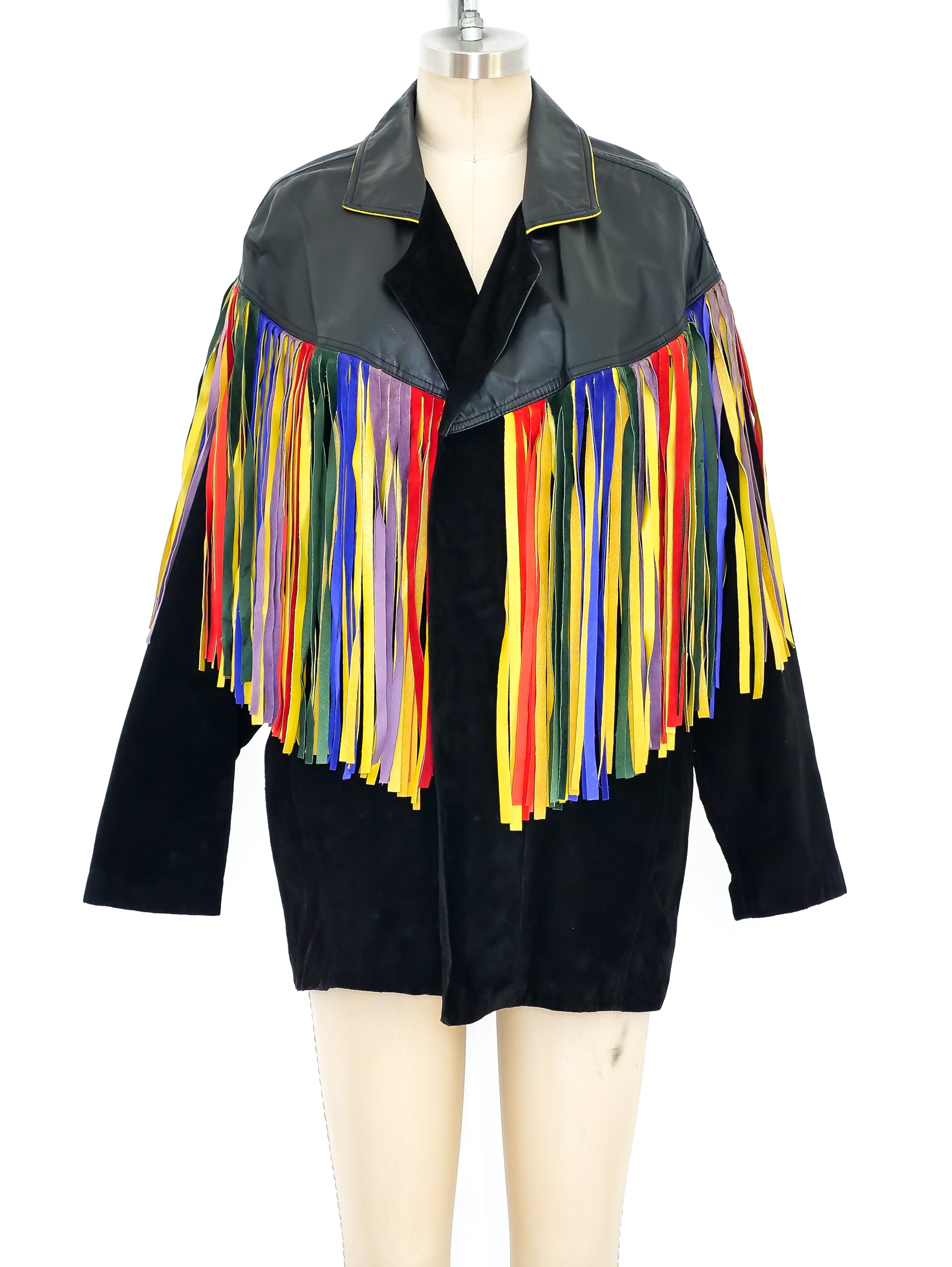 rainbow fringe leather jacket