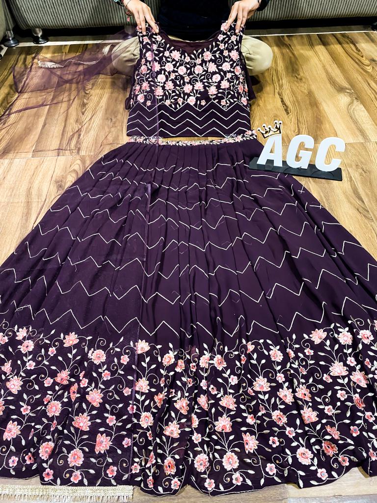 AGC Premium Georgette crop top detailed with heavy embroidery ...