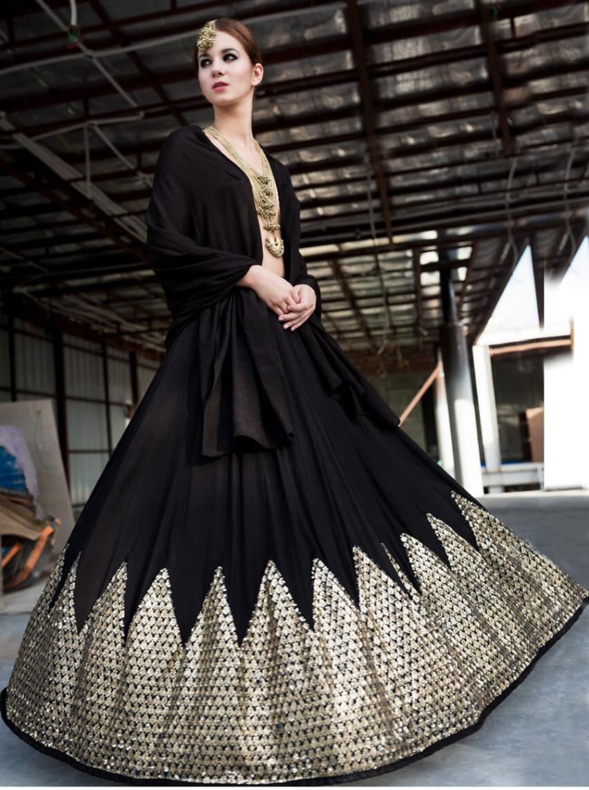 black designer lehenga