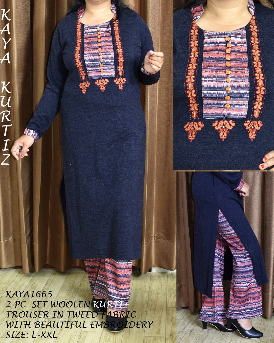 Woollen Kurti with Embroidery designs – www.soosi.co.in