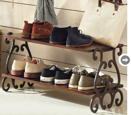 Here is a DIY option: hang shoes off handmade hangers in your closet 