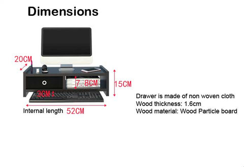 dimension for model F, LED stand with drawer
