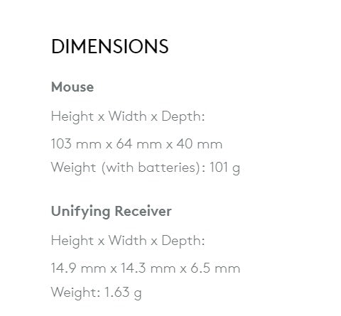 M590 dimensions