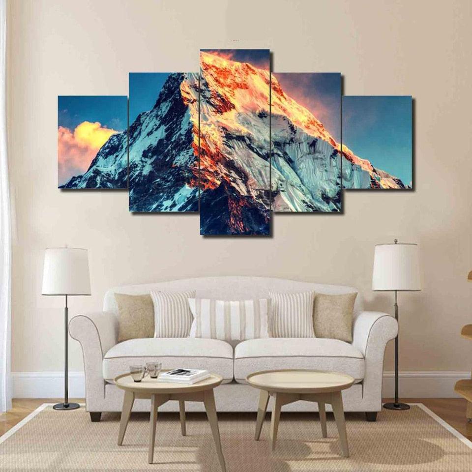 Mount Everest 5 Piece Hd Multi Panel Canvas Wall Art Frame Original Frame