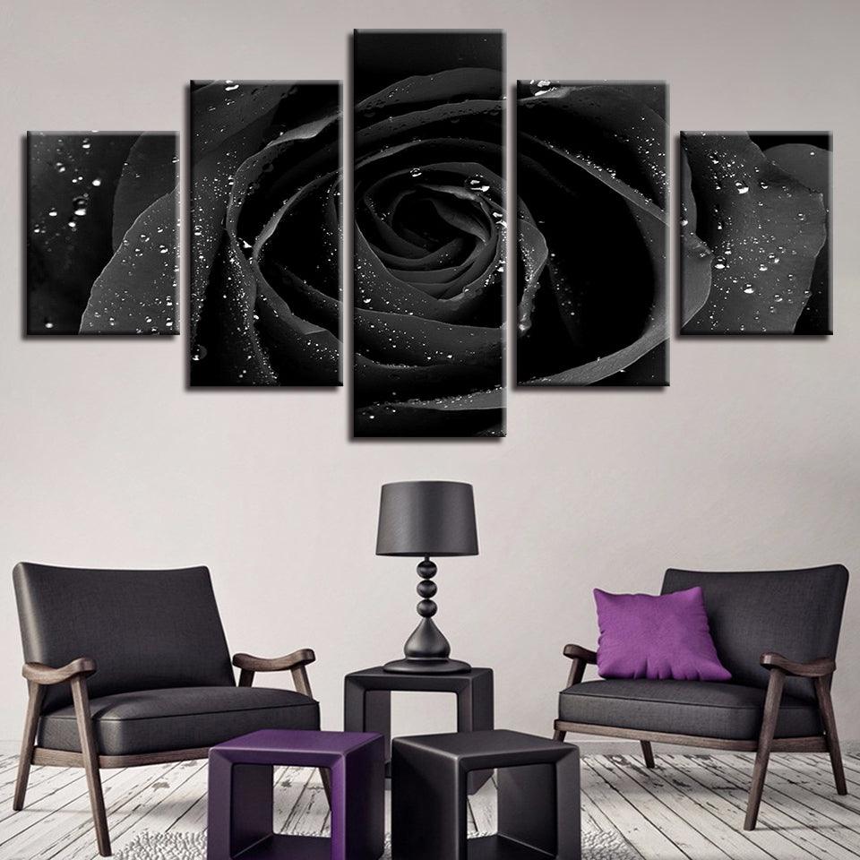 Black Rose 5 Piece Hd Multi Panel Canvas Wall Art Frame Original Frame