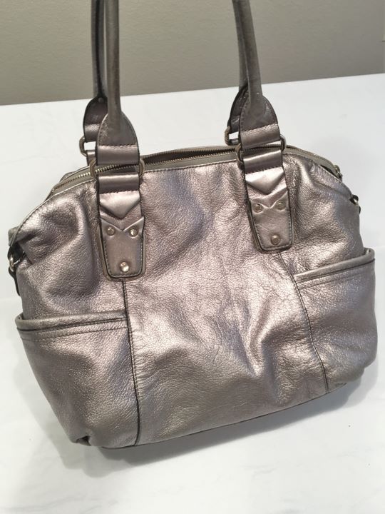 silver leather shoulder bag