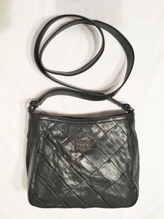 black leather quilted crossbody bag
