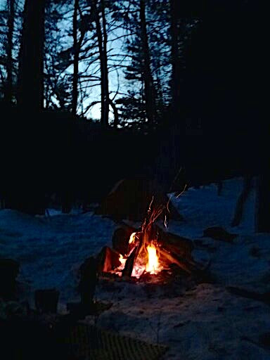 Winter Camping and campfire Allegheny Front Trail Moshannon State Forest PA