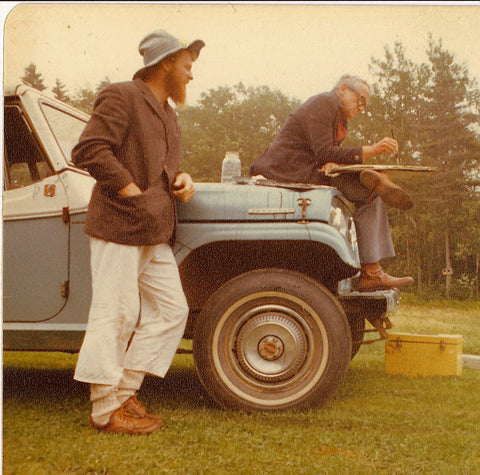 Wyeth (right) paints en plein air, 1977.