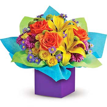 Buy birthday boy flowers rainbow gift box | Order birthday flowers online