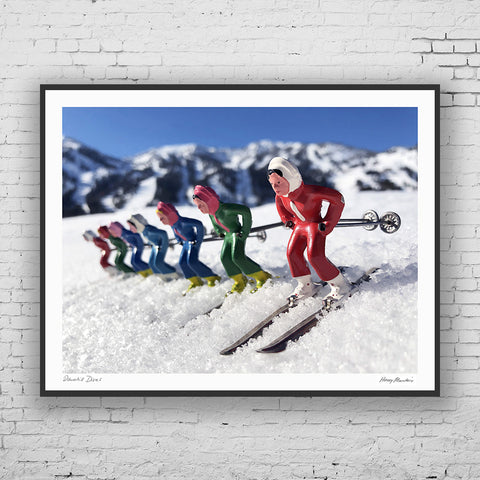 Vintage toy women skiers on Hooey Mountain