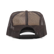 Load image into Gallery viewer,  dark brown mesh back of trucker hat with adjustable closure 