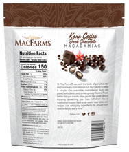 Load image into Gallery viewer, backside of kona coffee dark chocolate macadamias