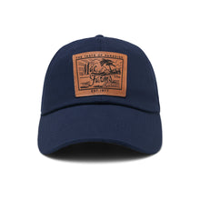 Load image into Gallery viewer, front of navy hat with mac farms beach patch