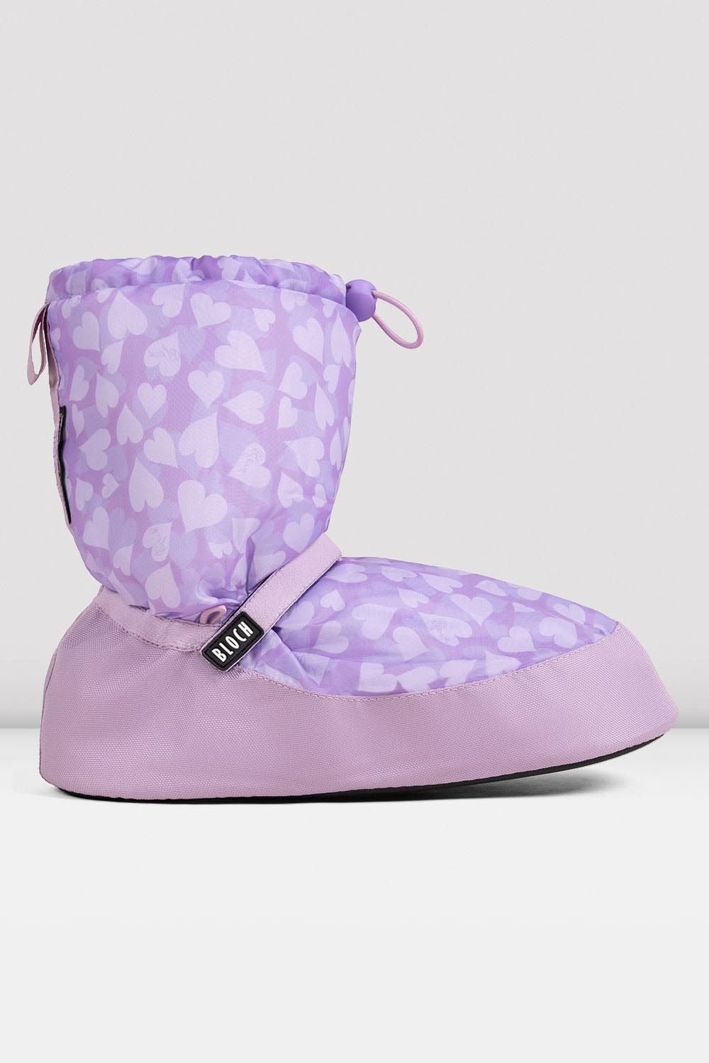BLOCH Adult Confetti Hearts Print Warm Up Booties, Lilac Hearts Nylon