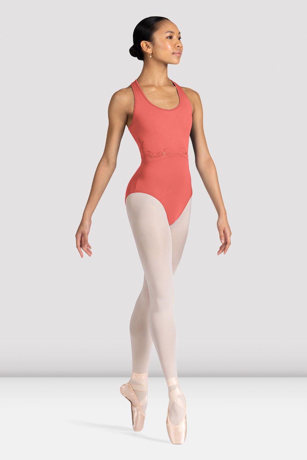 BLOCH Ladies Fleur Floral Tank Leotard, Peach