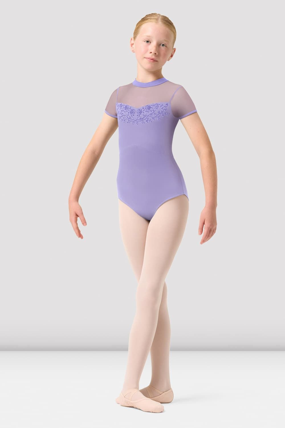 BLOCH Girls Esmey Cap Sleeve Leotard, Lilac