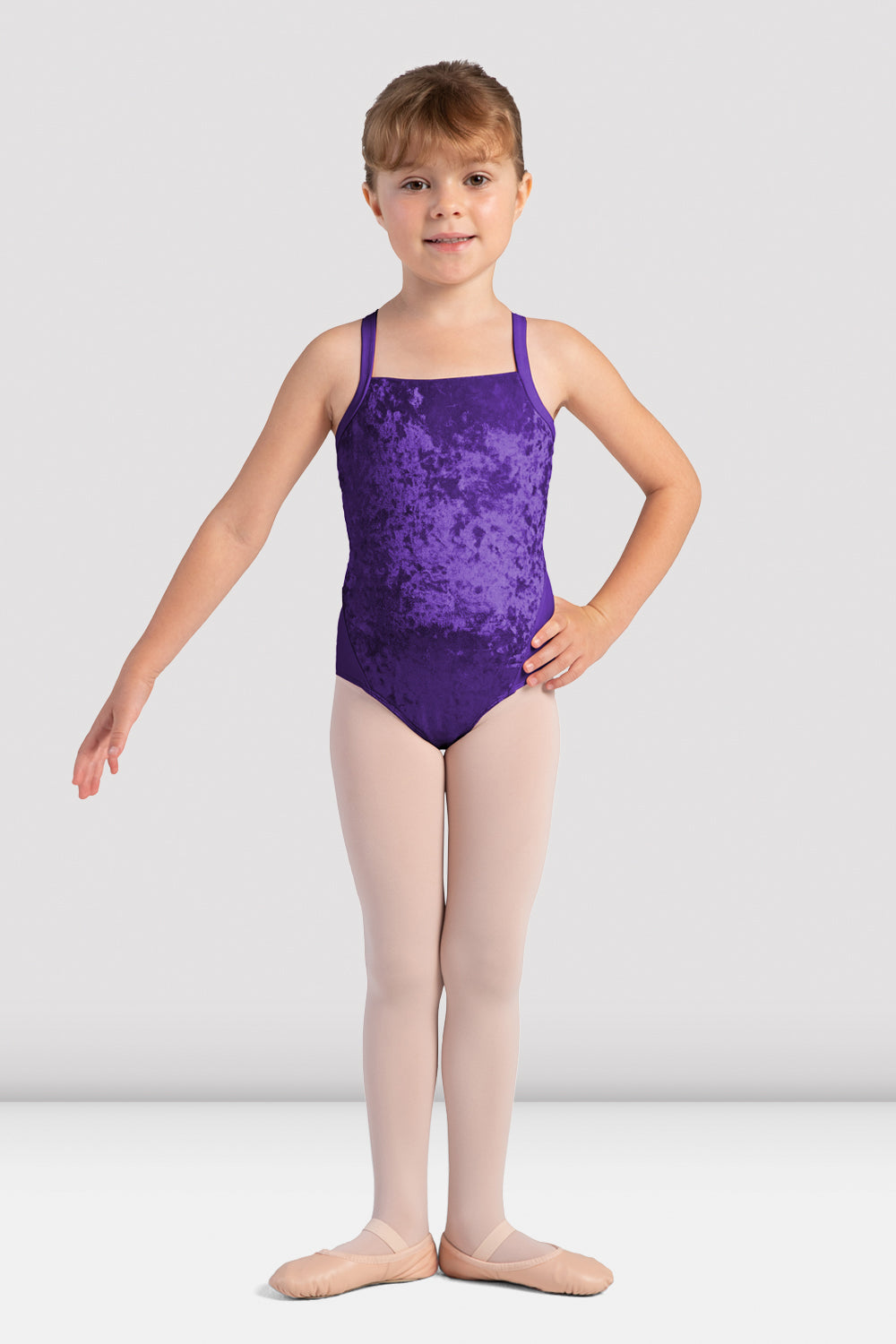 BLOCH Girls Pippa Velvet Camisole Leotard, Amethyst